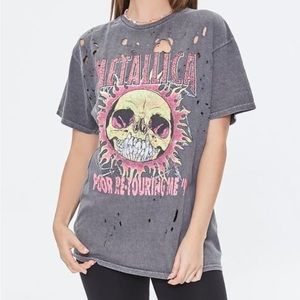 4 for $10 Metallica Graphic Distressed Top